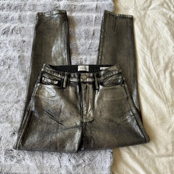 Frame Le Sylvie Slender Straight Silver Pants - Picture 2 of 4